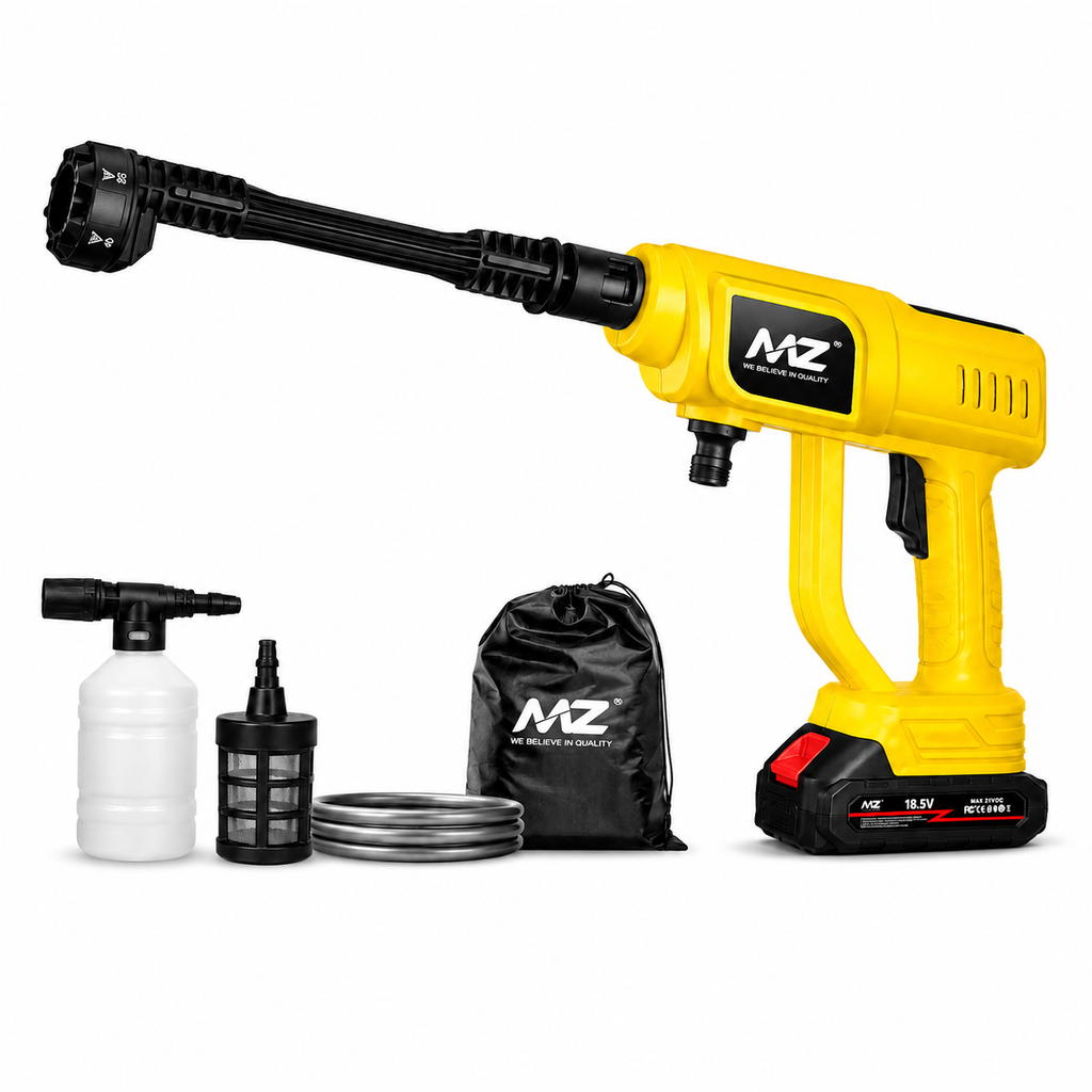 Yellow MZ power washer with accessories 
