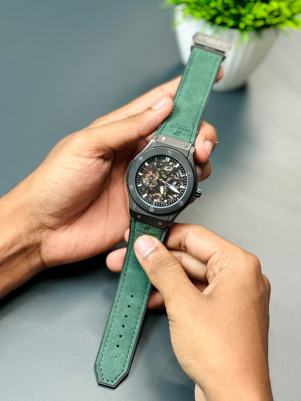 a green watch 