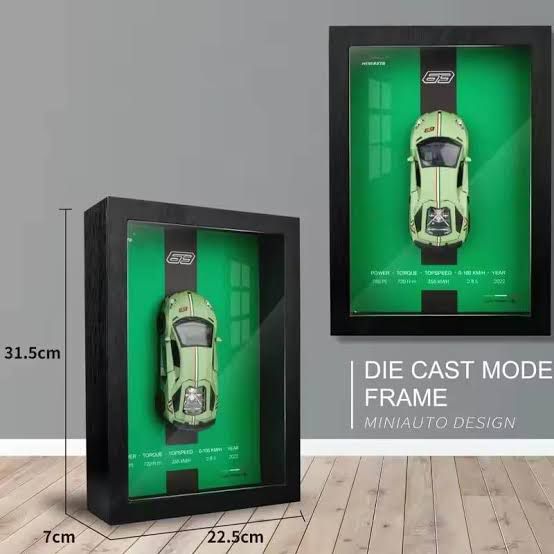 MT Green 3D Car Model, Wooden Frame,