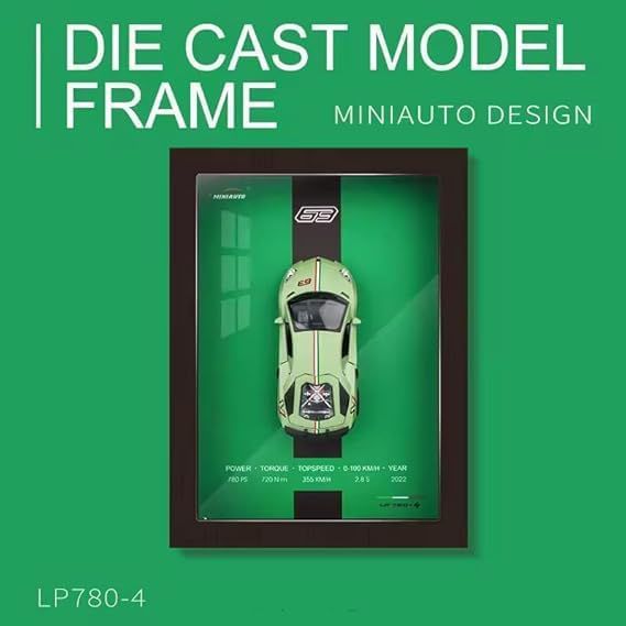 MT Green 3D Car Model, Wooden Frame,