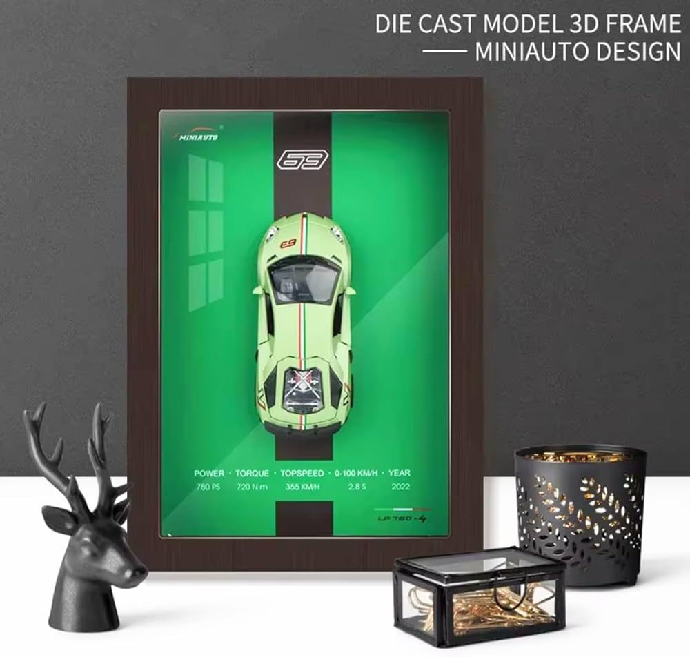 MT Green 3D Car Model, Wooden Frame,