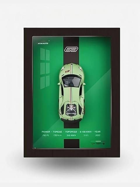 MT Green 3D Car Model, Wooden Frame,